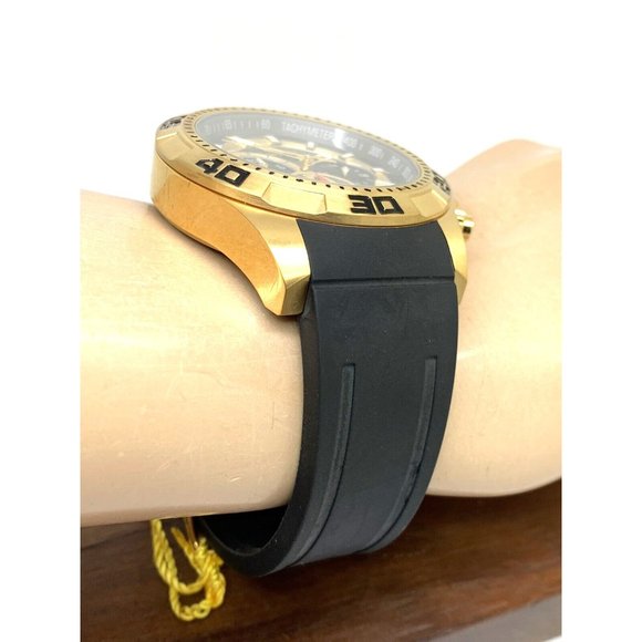 Invicta Men's Watch 21738 Aviator Quartz Chronograph Gold Black Rubber Band 48mm - Picture 13 of 15